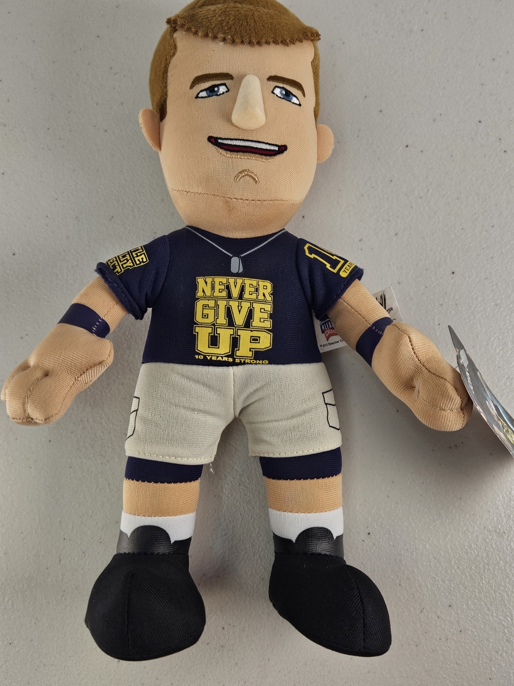 WWE John Cena 10 Inches Plush 'Never Give Up' Print and Beige Shorts NWT